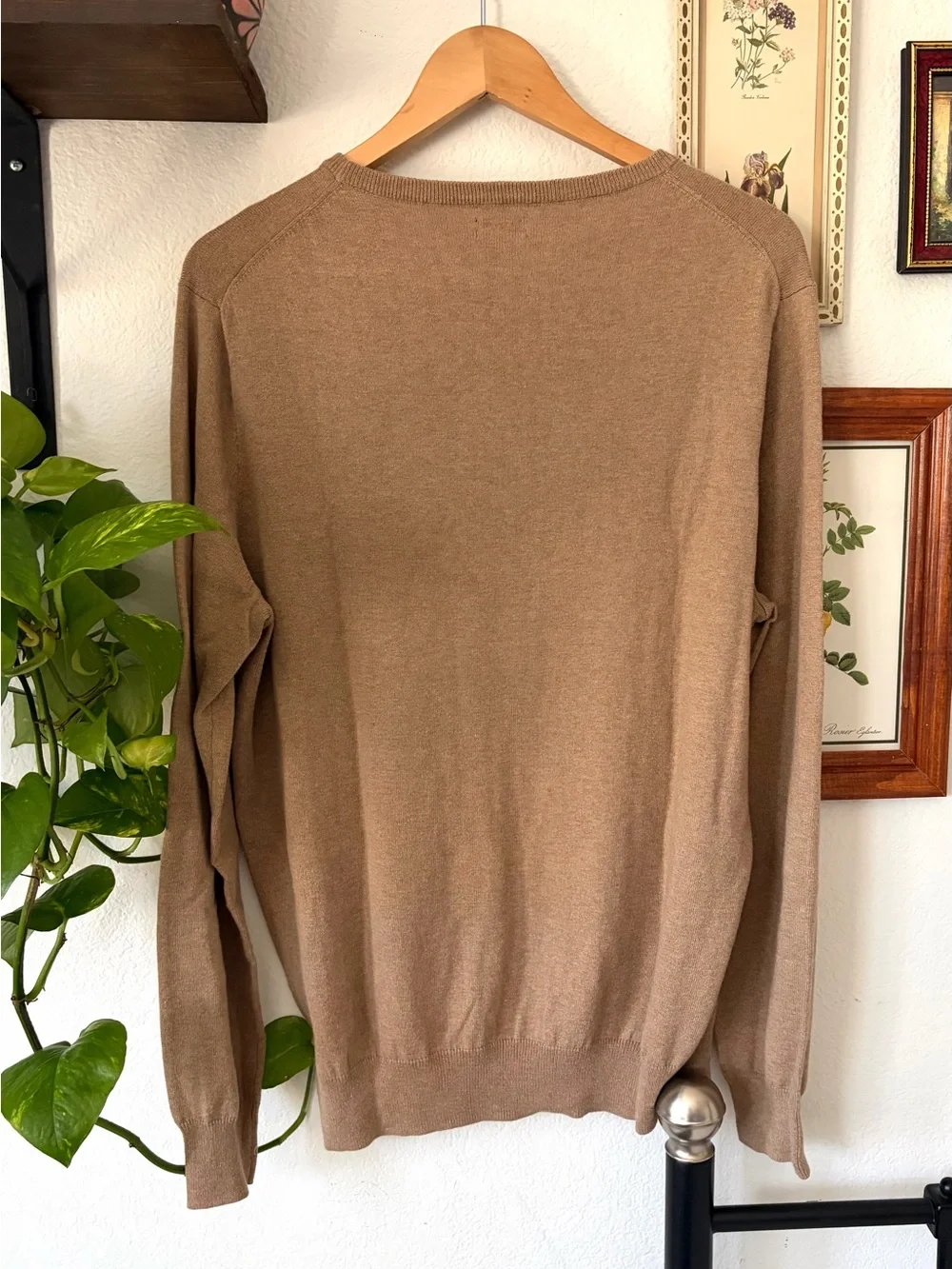 Soft Cotton Cashmere Blend J. Crew Men’s Crewneck Sweater in Camel - Large